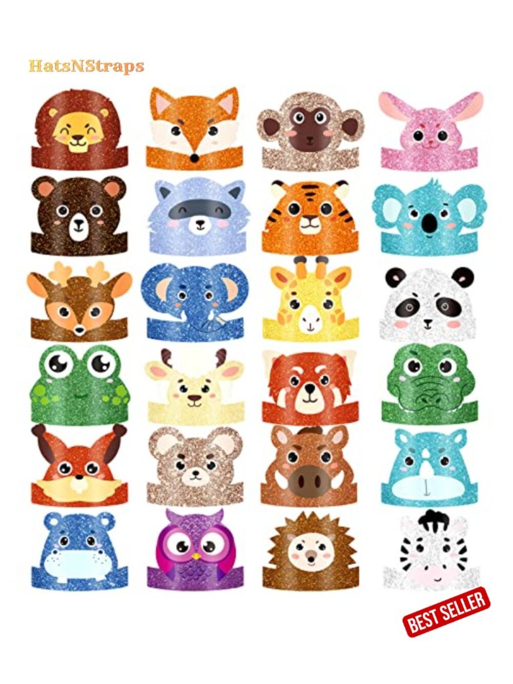 24 Pcs Jungle Animal Party Hats Paper Crowns Safari Birthday